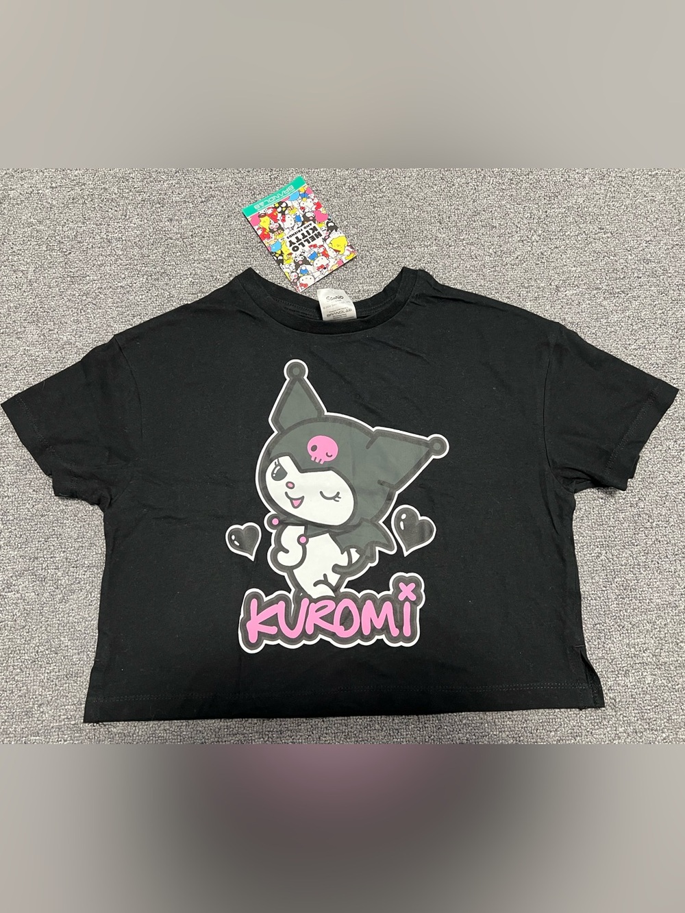 Sanrio Kuromi Kids Black Graphic Crop Tee 8T